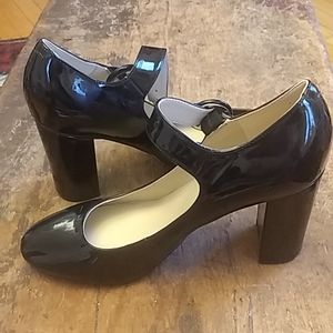 Marc Fisher patent leather ankle strap pumps